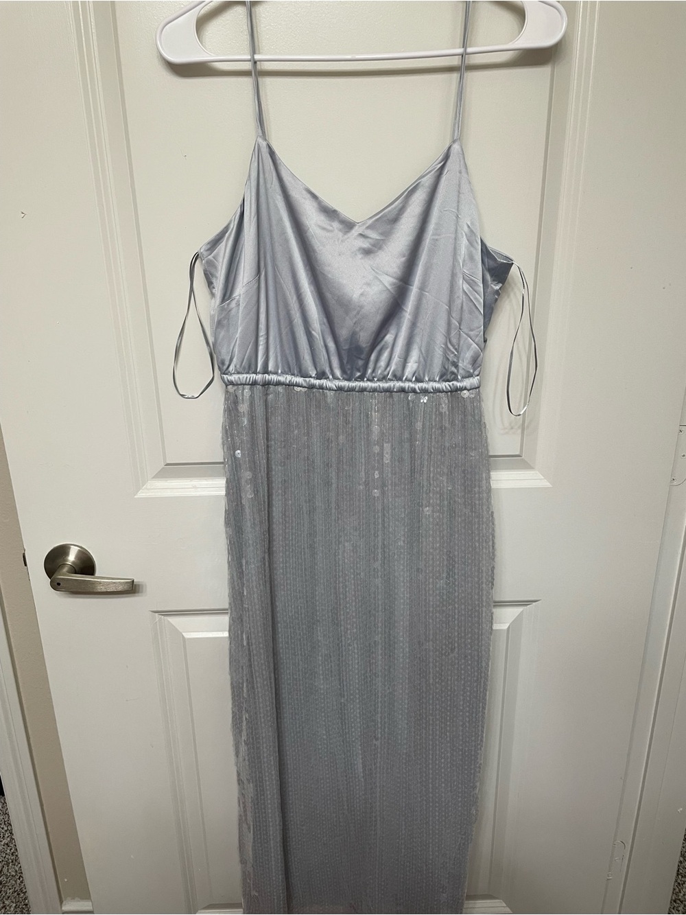 NWOT Halogen blue Satin sequin maxi Slip Dress
